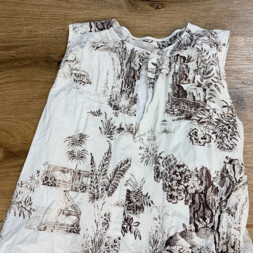 NICHOLAS Jordane White and Brown Floral Sleeveless Maxi Dress